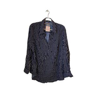 BloomChic Blue & White Striped Collared Shirt – Size 22-24, NWT